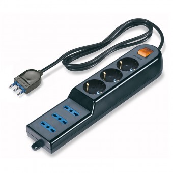 3-OUTLET SOC. DUAL USE + CABLE AND  PLUG SCAME 160.230/C-N