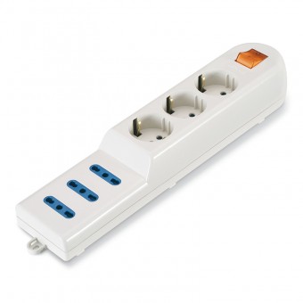 3-OUTLET SOCKET DUAL USE LUMINOUS SWITCH SCAME 160.230